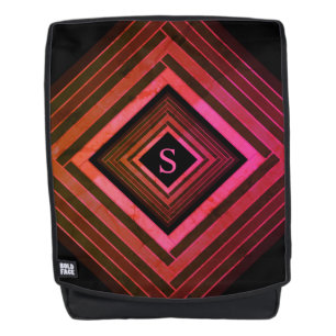 Moderne Quadrate rustikal rosa geometrische Monogr Rucksack