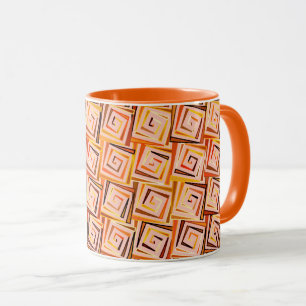 Moderne quadratische Spiralen im Mid-Century-Stil Tasse