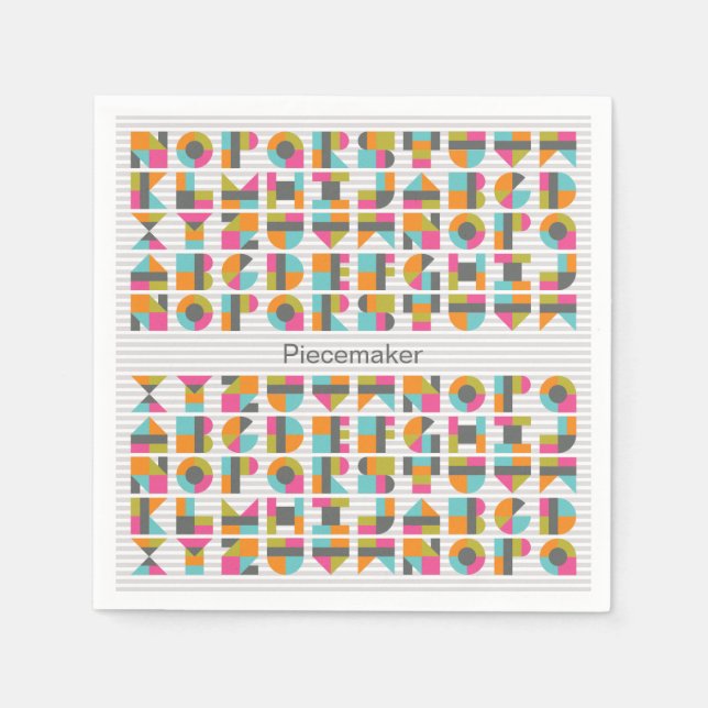 Moderne Quilt Blockbriefe Napkins Serviette (Vorderseite)