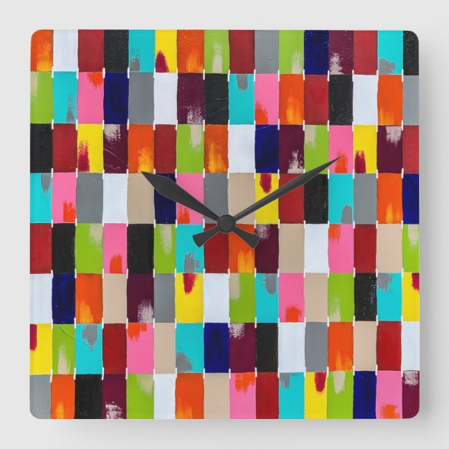Moderne Quilt-Wanduhr Quadratische Wanduhr (Vorderseite)