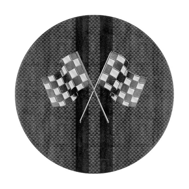 Moderne Racing Flags Streifen im Carbon Fibre Stil Schneidebrett (Vorderseite)