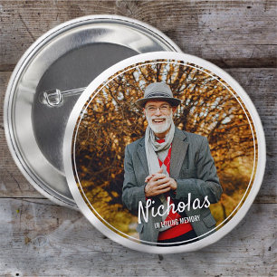 Moderne Rahmen Einfaches Foto Beerdigungsdenkmal Button