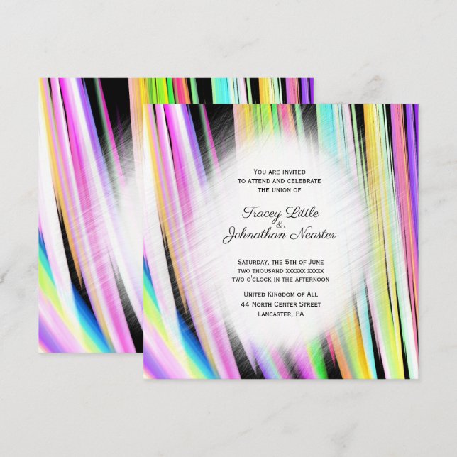 Moderne Rainbow Art Hochzeiten Einladung (Vorne/Hinten)