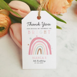 Moderne Rainbow Birthday Party so hell Geschenkanhänger