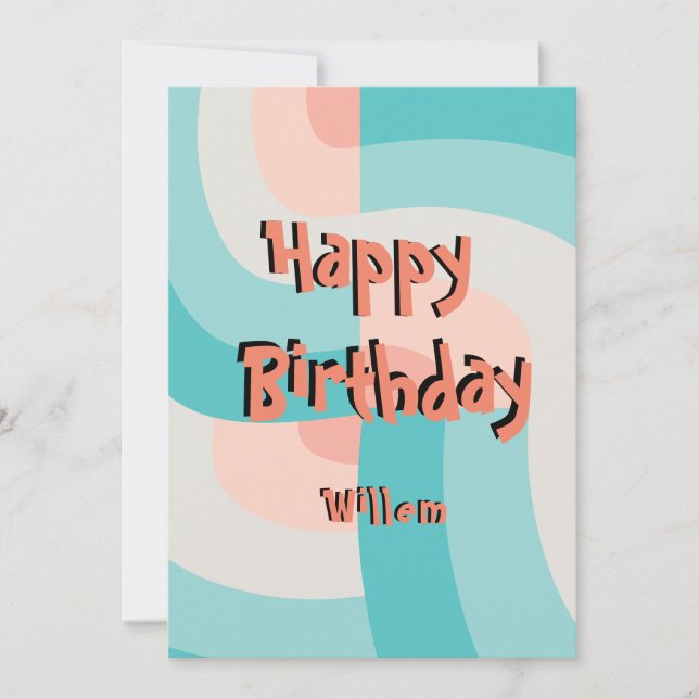 Moderne Rainbow Color Abstrakt Happy Birthday Einladung (Vorderseite)