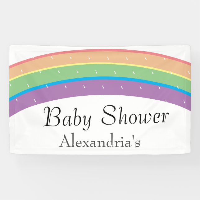 Moderne Rainbow Gender Neutral Baby Shower Banner (Horizontal)