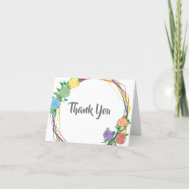 Moderne Rainbow Geometric Floral Wedding Vielen Da Dankeskarte