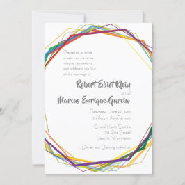 Moderne Rainbow Geometric Wedding Einladung