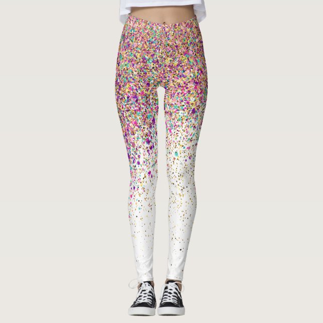 Moderne Rainbow Glitzer Glitzern Gift Leggings (Vorderseite)