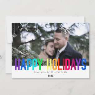Moderne Rainbow Holiday Foto Card Feiertagskarte