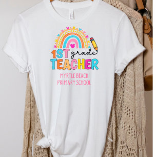 Moderne Rainbow-Lehrerschule Name T-Shirt