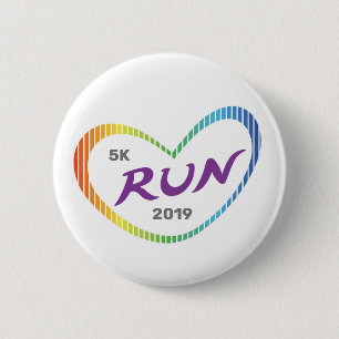 Moderne Rainbow Liebe Herz 5K Run Button