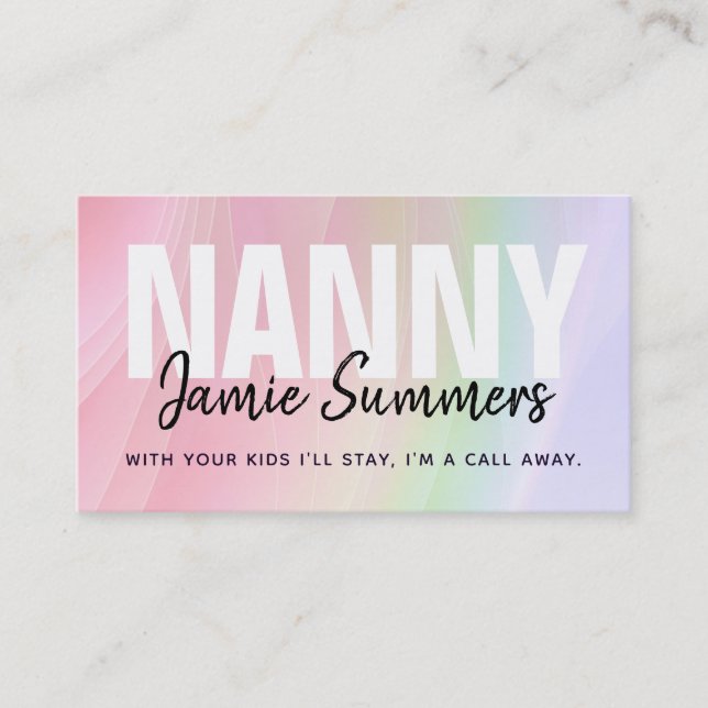 Moderne Rainbow Nanny Business Cards Visitenkarte (Vorderseite)