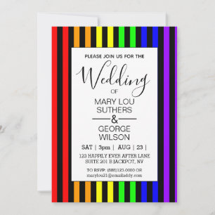 Moderne Rainbow Striped Wedding Einladung