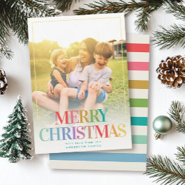 Moderne Rainbow Typografie Einfaches Foto Holiday Feiertagskarte