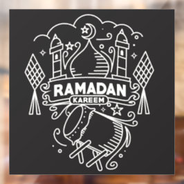 Moderne Ramadan Kareem Black und White Fensteraufkleber