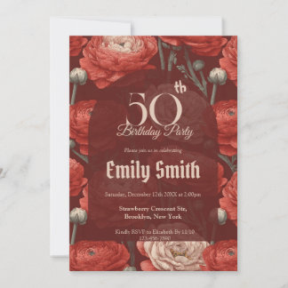 Moderne Ranunculus-Accent-Boho-Geburtstag Einladung