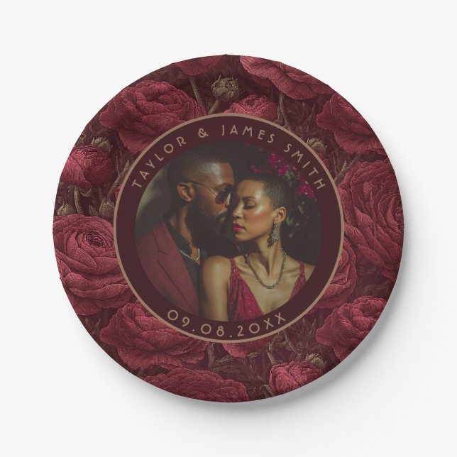 Moderne Ranunculus-Teller für das Vow Renewal Part Pappteller (Vorderseite)