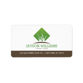 Moderne Rasenpflege/Landschaftsgräserlogo Weiß Adressaufkleber