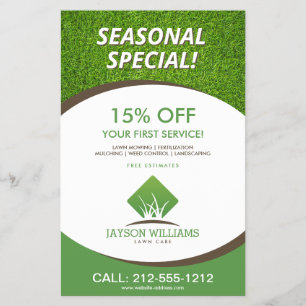 Moderne Rasenpflege/Landschaftsgräserlogo Weiß Flyer