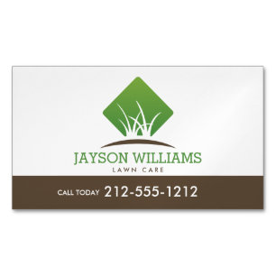 Moderne Rasenpflege/Landschaftsgräserlogo Weiß Magnetische Visitenkarte