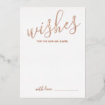 Moderne Ratschläge zur Hochzeit von Skripten und W Folieneinladung<br><div class="desc">Fügen Sie Ihrer Hochzeit eine persönliche Touch mit einem modernen Skript Hochzeitsratschlag und Wunschkarte hinzu. Diese Ratenkarte enthält Titel in real Rose Goldfolie moderne Kalligraphie Schriftart Stil und Details in der realen Rose Goldfolie moderne Sans Serif Schriftart Stil auf weißem Hintergrund. Ideal für Hochzeiten, Babydusche, Geburtstagsparty, Brautparty, Junggeselinnen-Abschied und alle...</div>