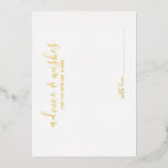 Moderne Ratschläge zur Hochzeit von Skripten und W Folieneinladung<br><div class="desc">Fügen Sie Ihrer Hochzeit eine persönliche Touch mit einem modernen Hochzeitsratgeber und Wunschausweis hinzu. Diese Ratenkarte enthält Titel in Goldfolie moderner Kalligraphie Schriftart Stil und Details in Goldfolie moderne Sans Serif Schriftart Stil auf weißem Hintergrund. Ideal für Hochzeiten,  Babydusche,  Geburtstagsparty,  Brautparty,  Junggeselinnen-Abschied und alle besondere Anlässe.</div>