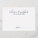 Moderne Ratschläge zur Hochzeit von Skripten und W Folieneinladung<br><div class="desc">Fügen Sie Ihrer Hochzeit eine persönliche Touch mit einem modernen Hochzeitsratgeber und Wunschausweis hinzu. Diese Ratenkarte zeigt Titel in Silberfolie moderner Kalligraphie Schriftart Stil und Details in silbernen Folie moderne Sans Serif Schriftart Stil auf weißem Hintergrund. Ideal für Hochzeiten,  Babydusche,  Geburtstagsparty,  Brautparty,  Junggeselinnen-Abschied und alle besondere Anlässe.</div>