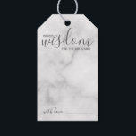 Moderne Ratschläge zur Hochzeit von Skripten und W Geschenkanhänger<br><div class="desc">Fügen Sie Ihrer Hochzeit eine persönliche Touch mit einem modernen Skript Hochzeitsratschlag und Wünsche Tag-Karte. Diese Ratenkarte enthält den Titel "Worte der Weisheit" mit Details in grauem Skript und sans serif Schriftart Stil auf weißem Marmor Hintergrund. Ideal für Hochzeiten,  Babydusche,  Geburtstagsparty,  Brautparty,  Junggeselinnen-Abschied und alle besondere Anlässe.</div>