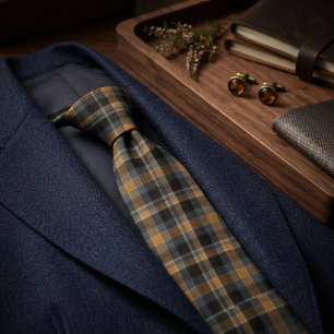 Moderne rauchige Bernstein-Tartan-Karo  Krawatte