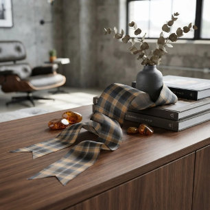 Moderne rauchige Bernstein-Tartan-Karo Satinband