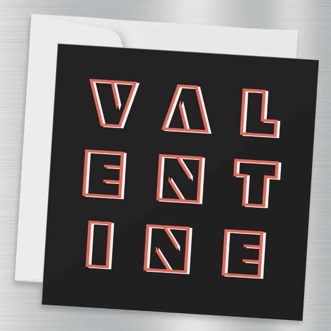 Moderne Raumzeittypografie Black Valentines Card (A stylish, contemporary Valentine's Day card, in black with bold modern typography)