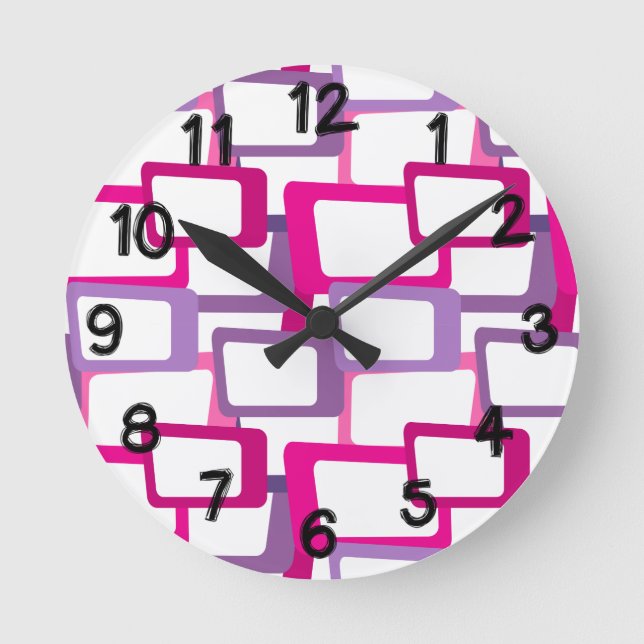 Moderne Rechtecke aus dem Mittelalter Runde Wanduhr (Vorderseite)