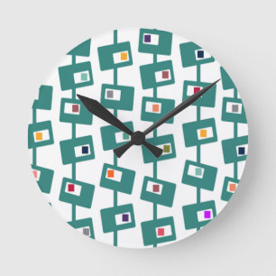 Moderne Rechtecke und Plätze aus dem Mittelalter Runde Wanduhr