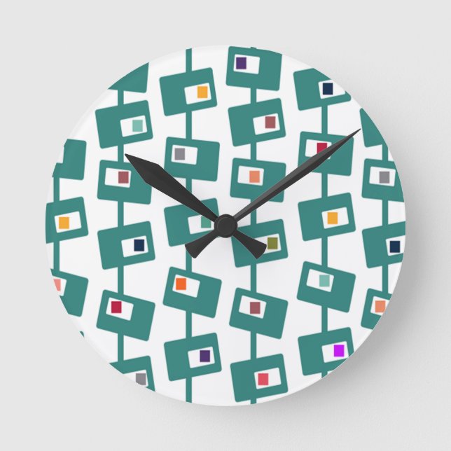 Moderne Rechtecke und Plätze aus dem Mittelalter Runde Wanduhr (Vorderseite)