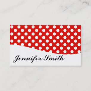 Moderne Red and White Polka Dot Business Cards Visitenkarte