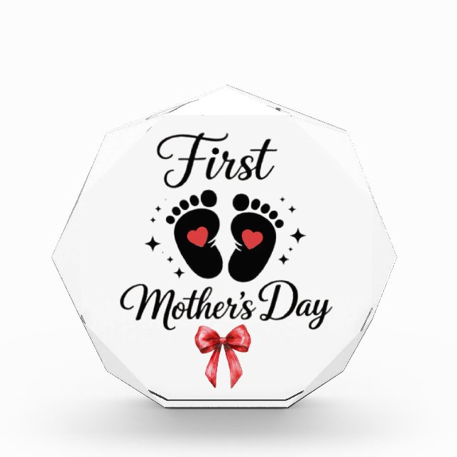 Moderne Red Bow 1st Mother's Day Typografie Fotoblock (Vorderseite)