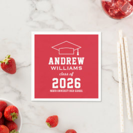 Moderne Red Custom 2025 Graduation Party Serviette