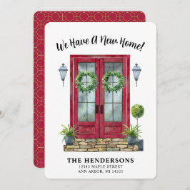Moderne Red Door New Zuhause Moving Ankündigung