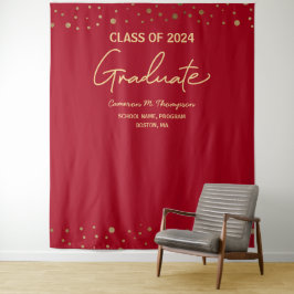 Moderne Red Gold Class 2024 Background Abschluss Wandteppich
