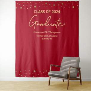 Moderne Red Gold Class 2024 Background Abschluss Wandteppich