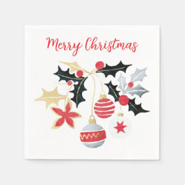 Moderne Red Gold & Silver Weihnachtsschmuck Serviette