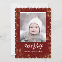 Moderne Red Gold Snowflakes Bokeh Minimalistisches