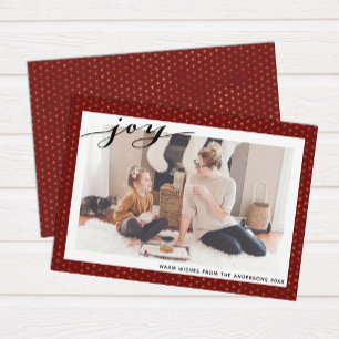 Moderne Red Gold Snowflakes Elegantes Script Einfa Feiertagskarte