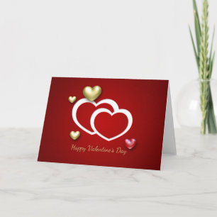Moderne Red Gold Valentine Hearts Feiertagskarte
