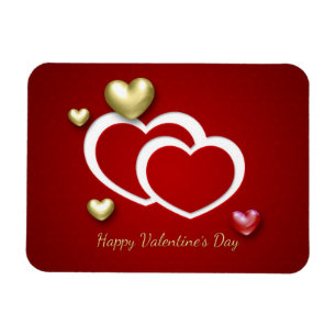Moderne Red Gold Valentine Hearts Magnet