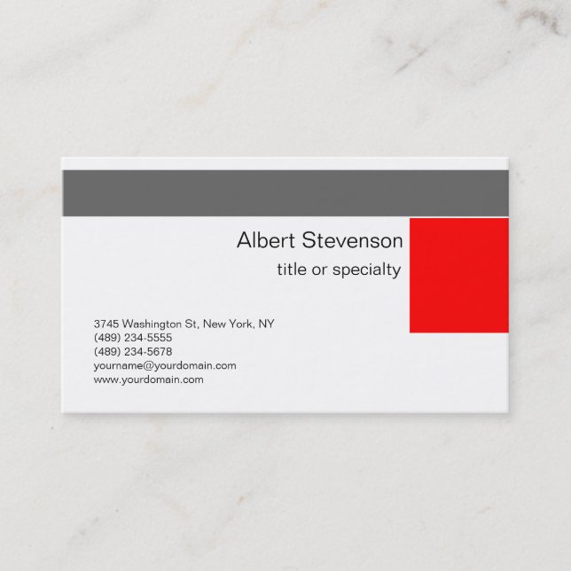 Moderne Red Gray White Consultant Business Card Visitenkarte (Vorderseite)
