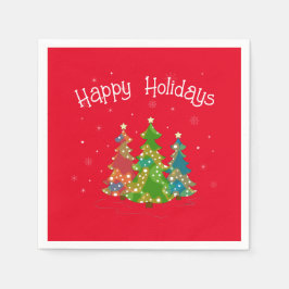 Moderne Red Happy Holidays, Aquamarin, Stars Napki Serviette