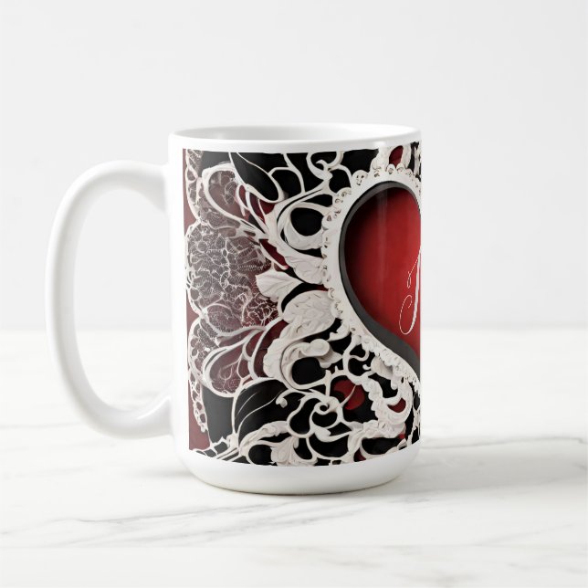 Moderne Red Heart Lace Liebe Kaffeetasse (Links)
