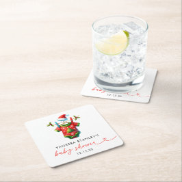 Moderne Red Holly Weihnachtsdusche Rechteckiger Pappuntersetzer